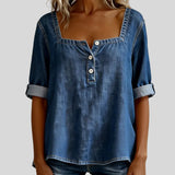 Avélia - Chemise denim col carré