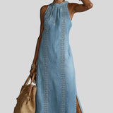Julia - Robe en denim à dentelle rétro