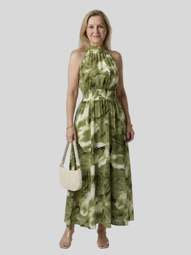 Clémence – Robe Midi Col Halter Raffinée