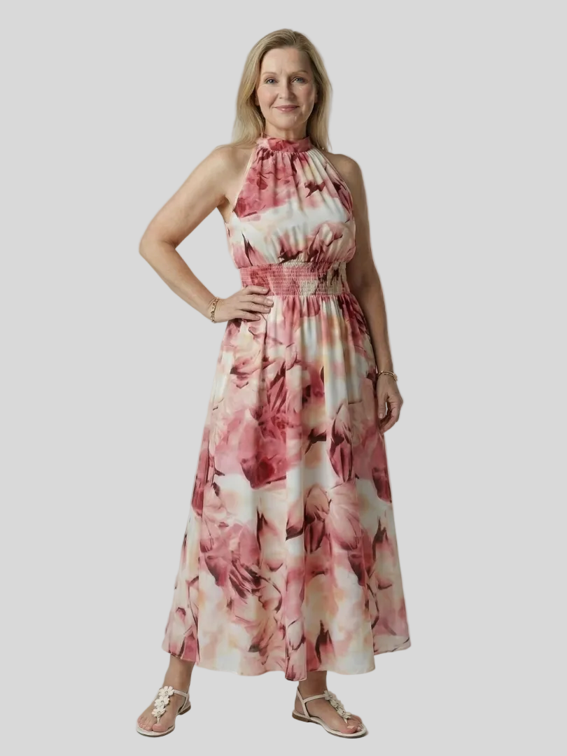 Clémence – Robe Midi Col Halter Raffinée