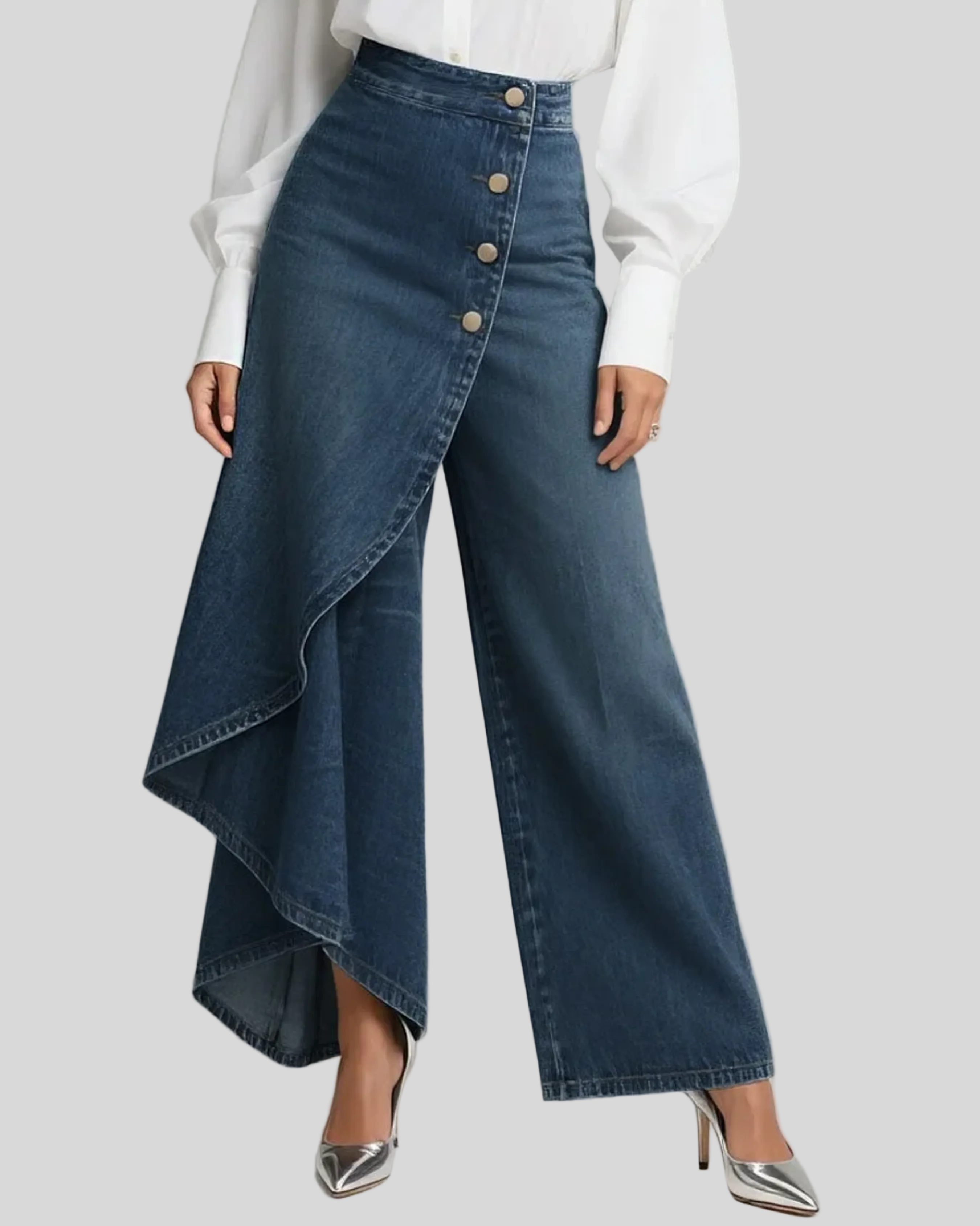 Audrey - Pantalon en denim à nouer