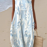 Anais – Robe Sans Manches Feuillage