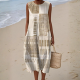 Clémence – Robe Sans Manches à Motif Contemporain