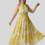 Clémence – Robe Midi Col Halter Raffinée