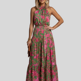 Léonie – Robe Longue Élégante à Col Halter