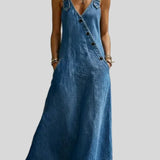 Vera - Robe longue en denim boutonnée