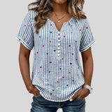 Juliette – Blouse Rayée aux Cœurs Colorés