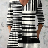Élodie - Robe graphique chic et moderne au contraste intemporel