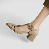 Scarlett - Talons Blocs T-Strap Orthopédiques