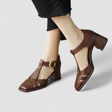 Scarlett - Talons Blocs T-Strap Orthopédiques
