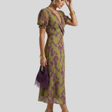 Camille – Robe Midi Élégante à Décolleté Croisé