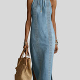 Julia - Robe en denim à dentelle rétro