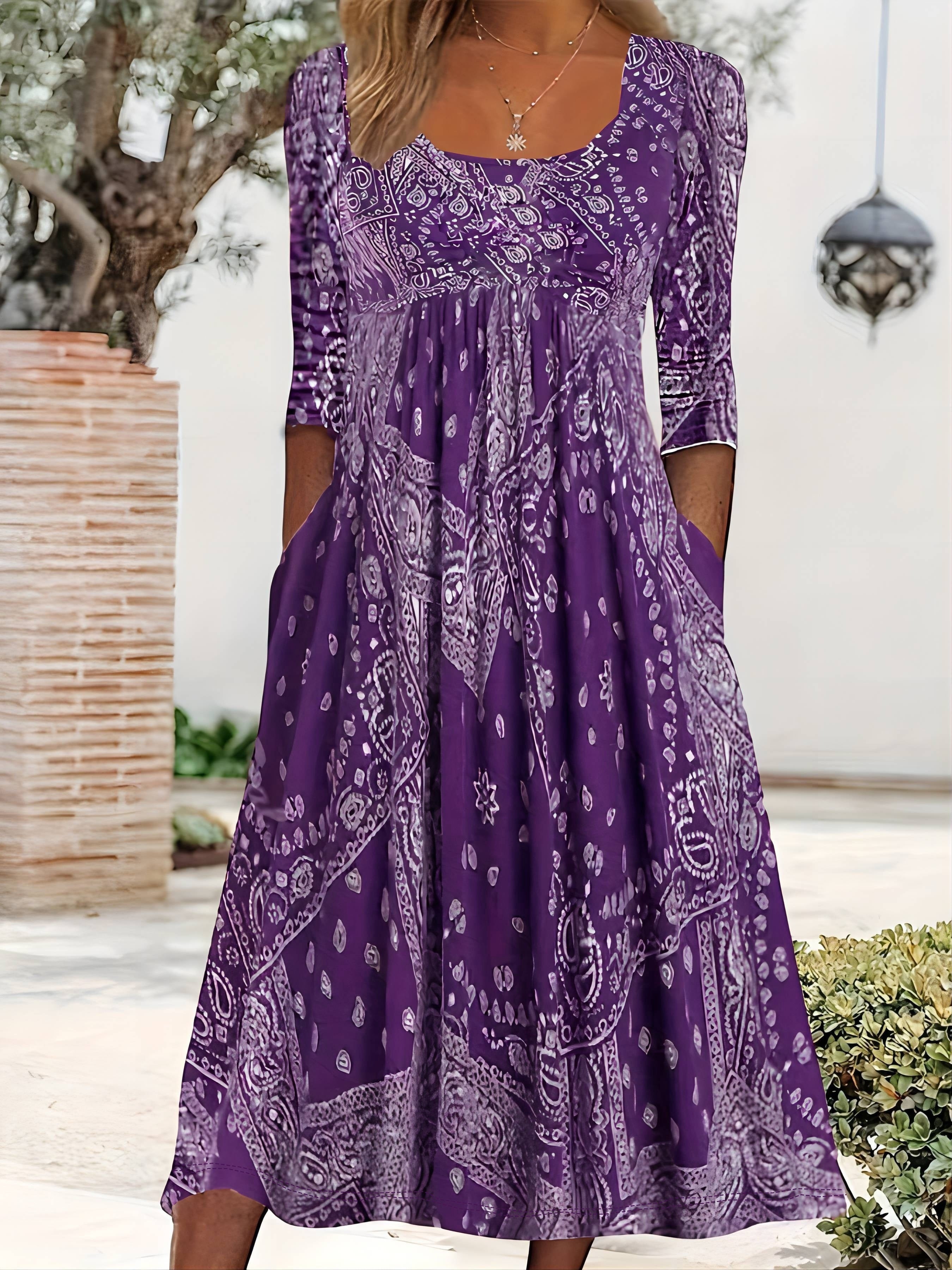 Elowen - Robe Midi À Manches Longues Casual