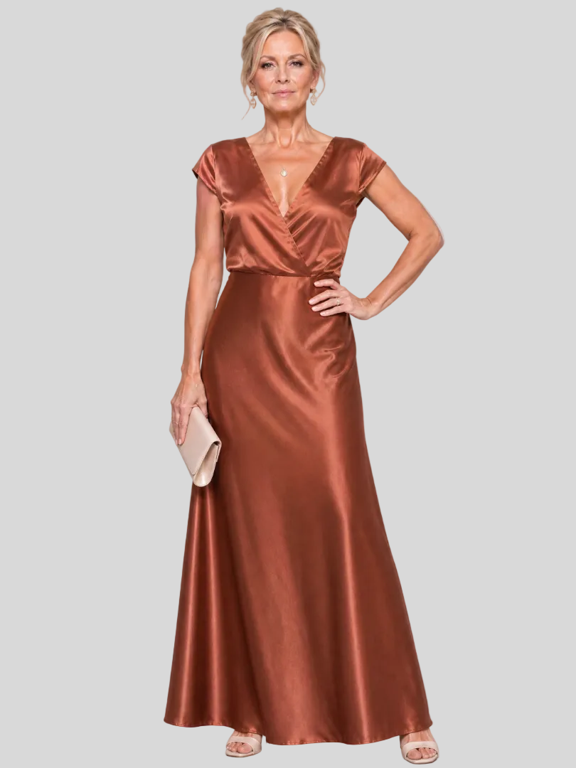Camille – Robe Longue Satinée Élégante