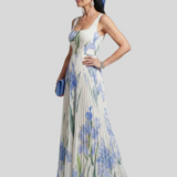 Léonie – Robe Longue Plissée Élégance