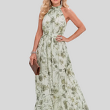 Amandine – Robe Longue Col Montant Élégance