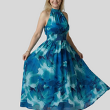 Clémence – Robe Midi Col Halter Raffinée