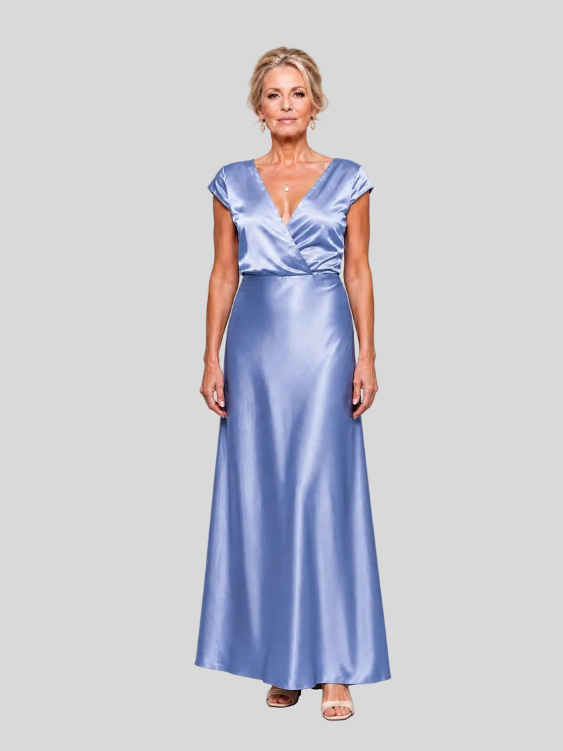 Camille – Robe Longue Satinée Élégante