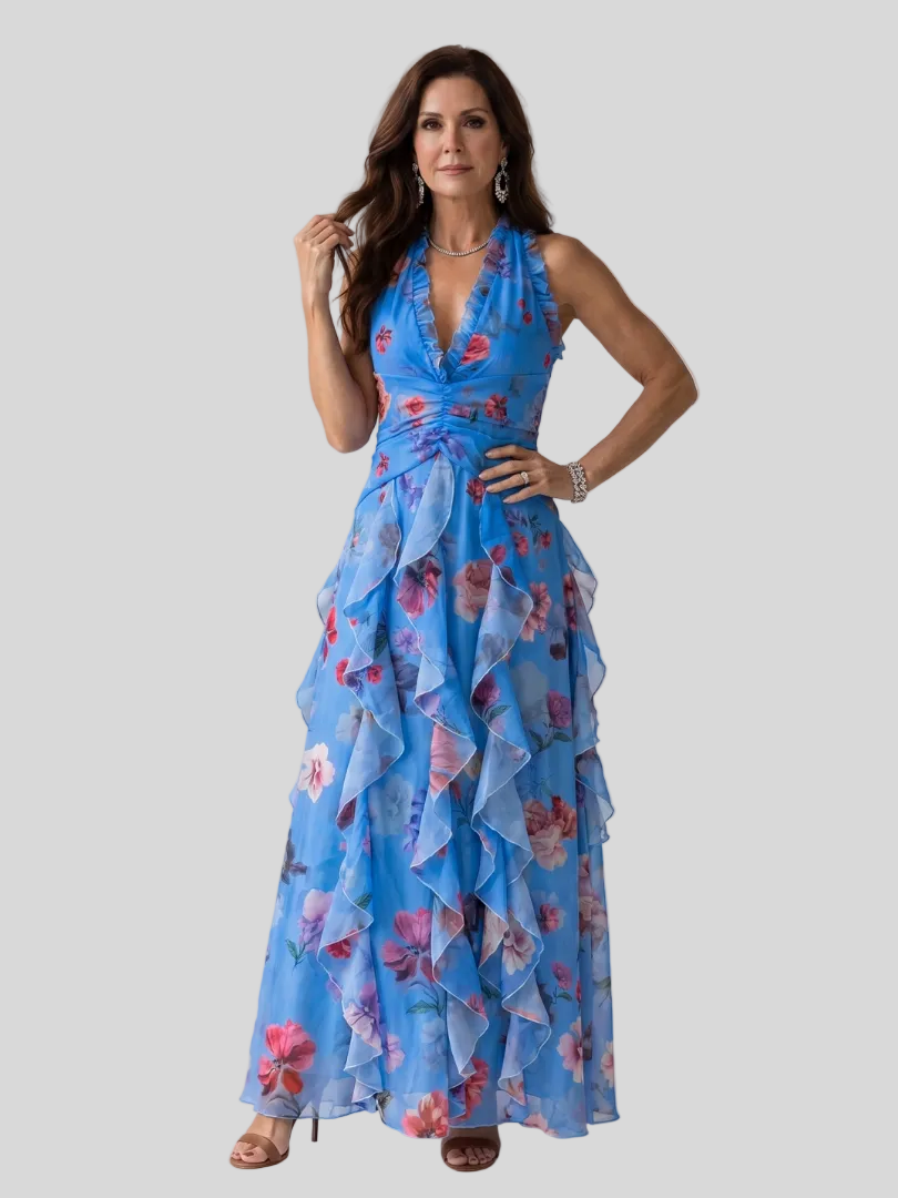 Élodie – Robe Longue Volants Romantiques