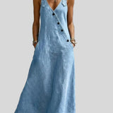 Vera - Robe longue en denim boutonnée