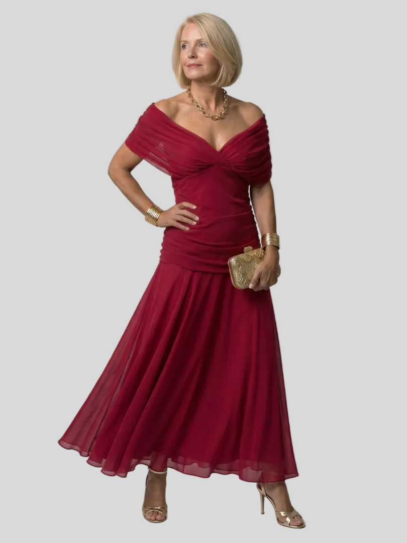 Marielle – Robe Longue Élégante à Épaules Dénudées