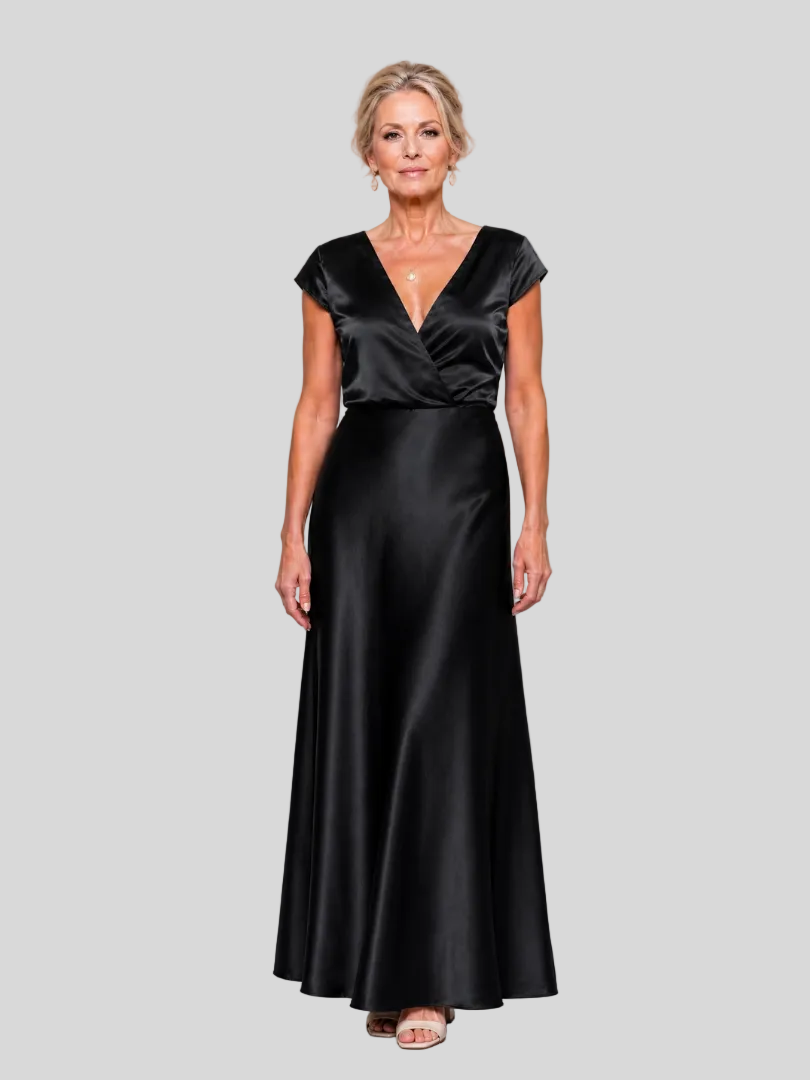 Camille – Robe Longue Satinée Élégante
