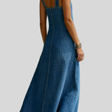 Vera - Robe longue en denim boutonnée