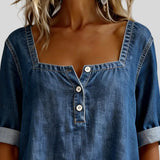 Avélia - Chemise denim col carré