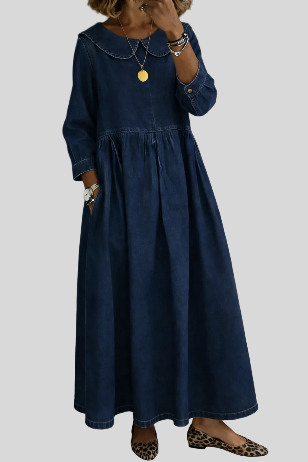 Clara - Robe en jean à col Peter Pan