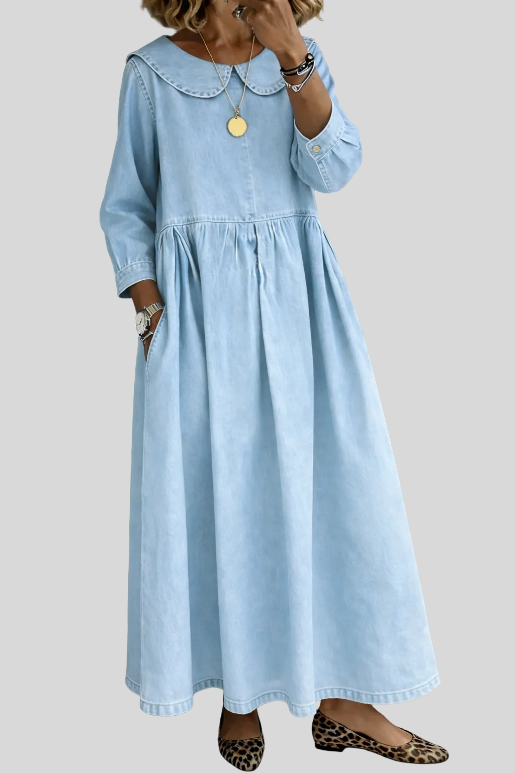 Clara - Robe en jean à col Peter Pan