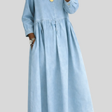 Clara - Robe en jean à col Peter Pan