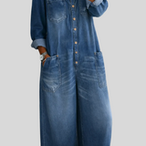Elena - Combinaison denim épaules dénudées