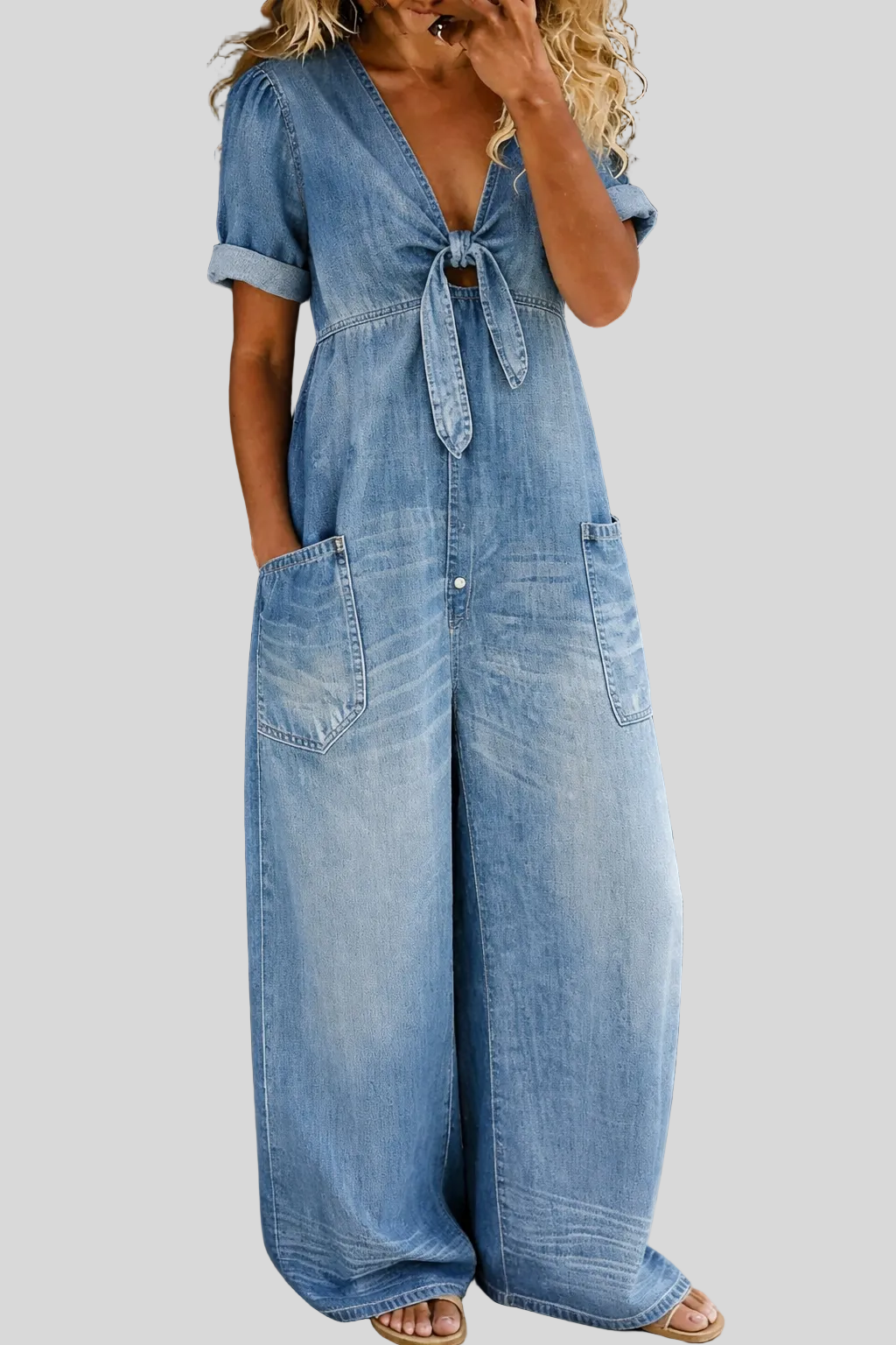 Maya - Combinaison denim col V