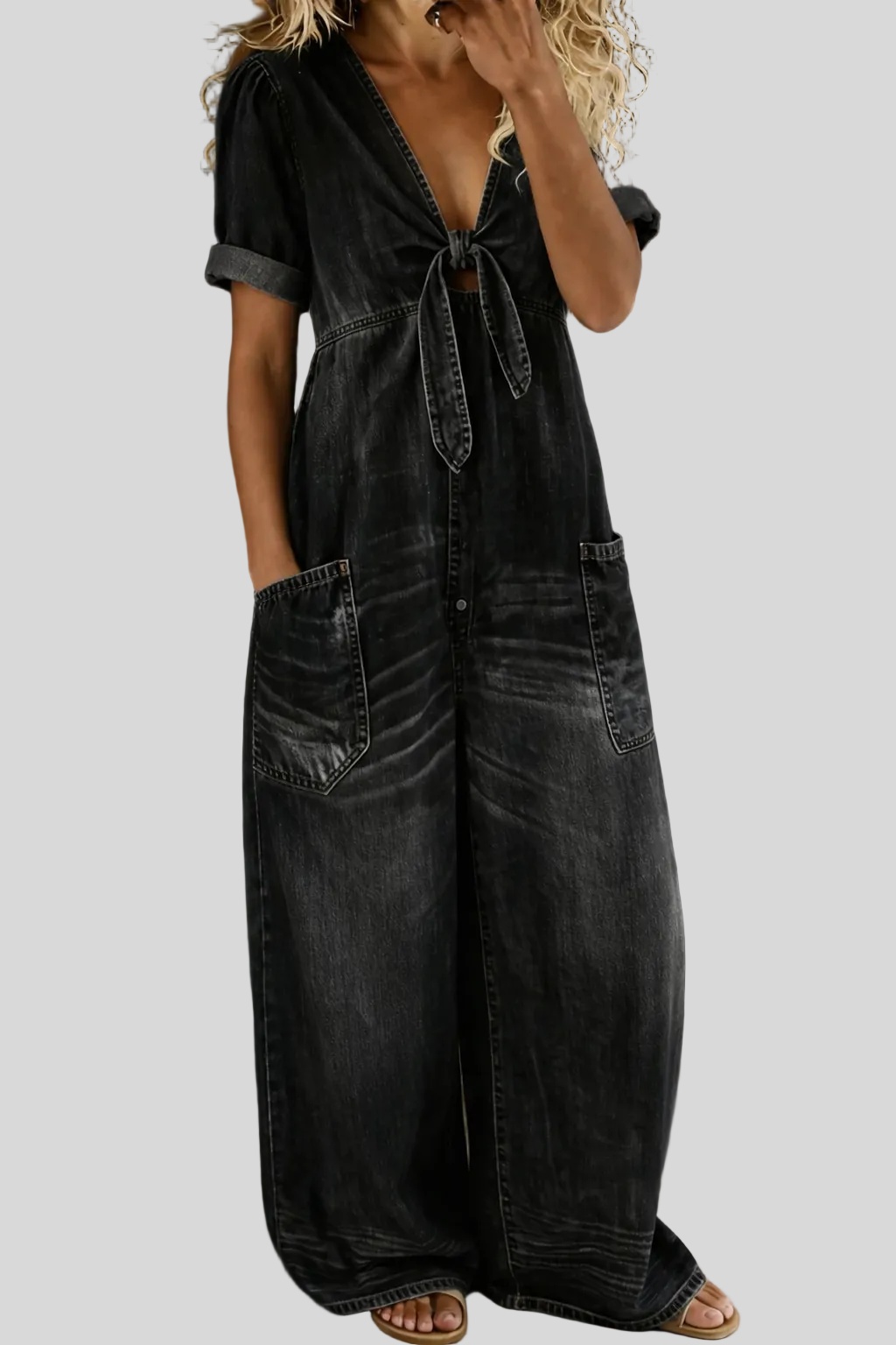 Maya - Combinaison denim col V