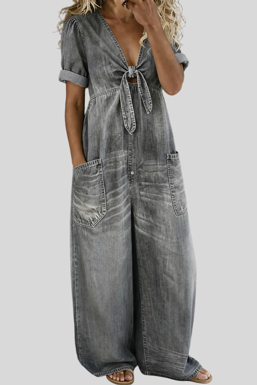 Maya - Combinaison denim col V