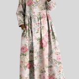 Brooklyn - Robe en jean à col fleuri