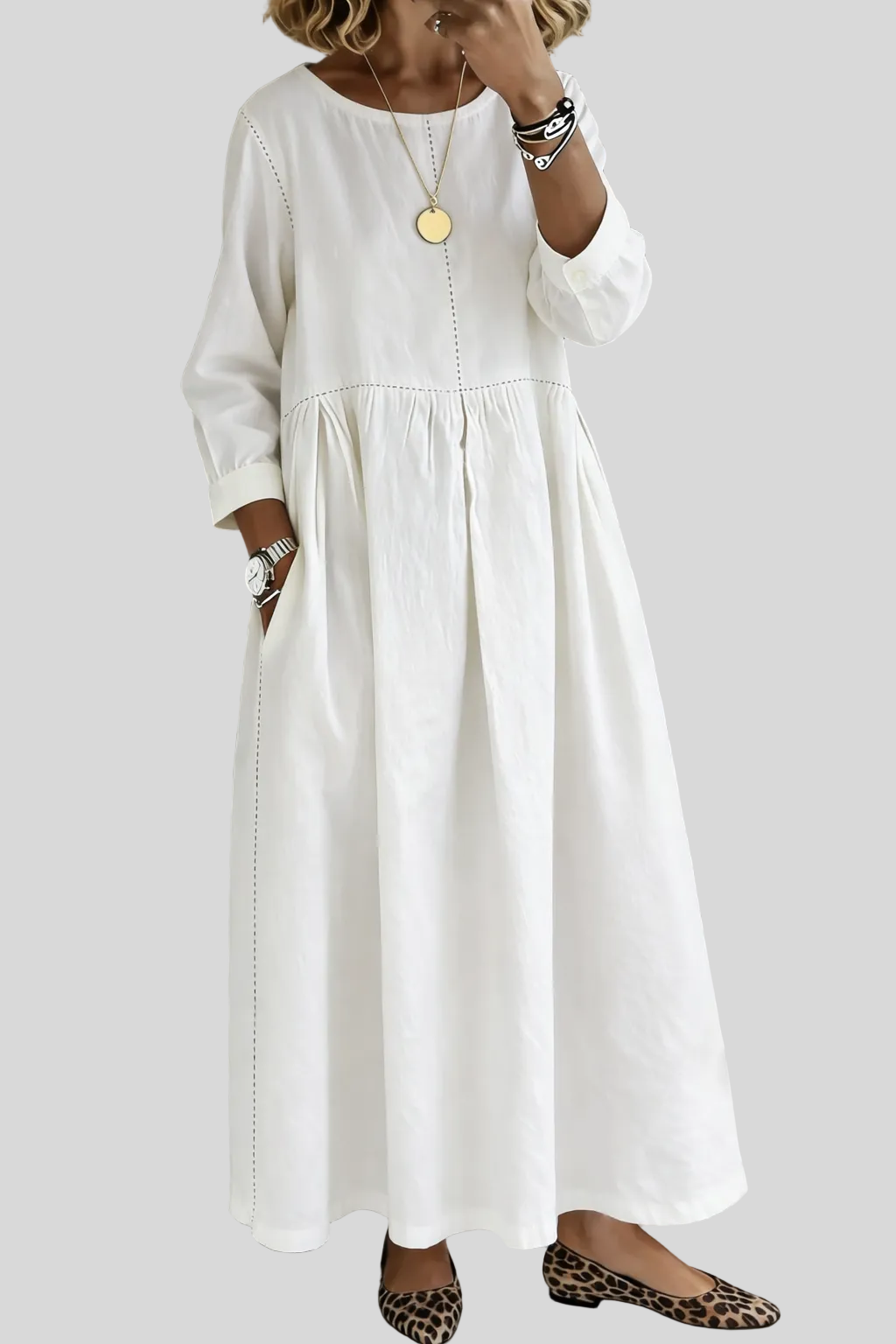 Melissa - Robe en jean col rond manches longues