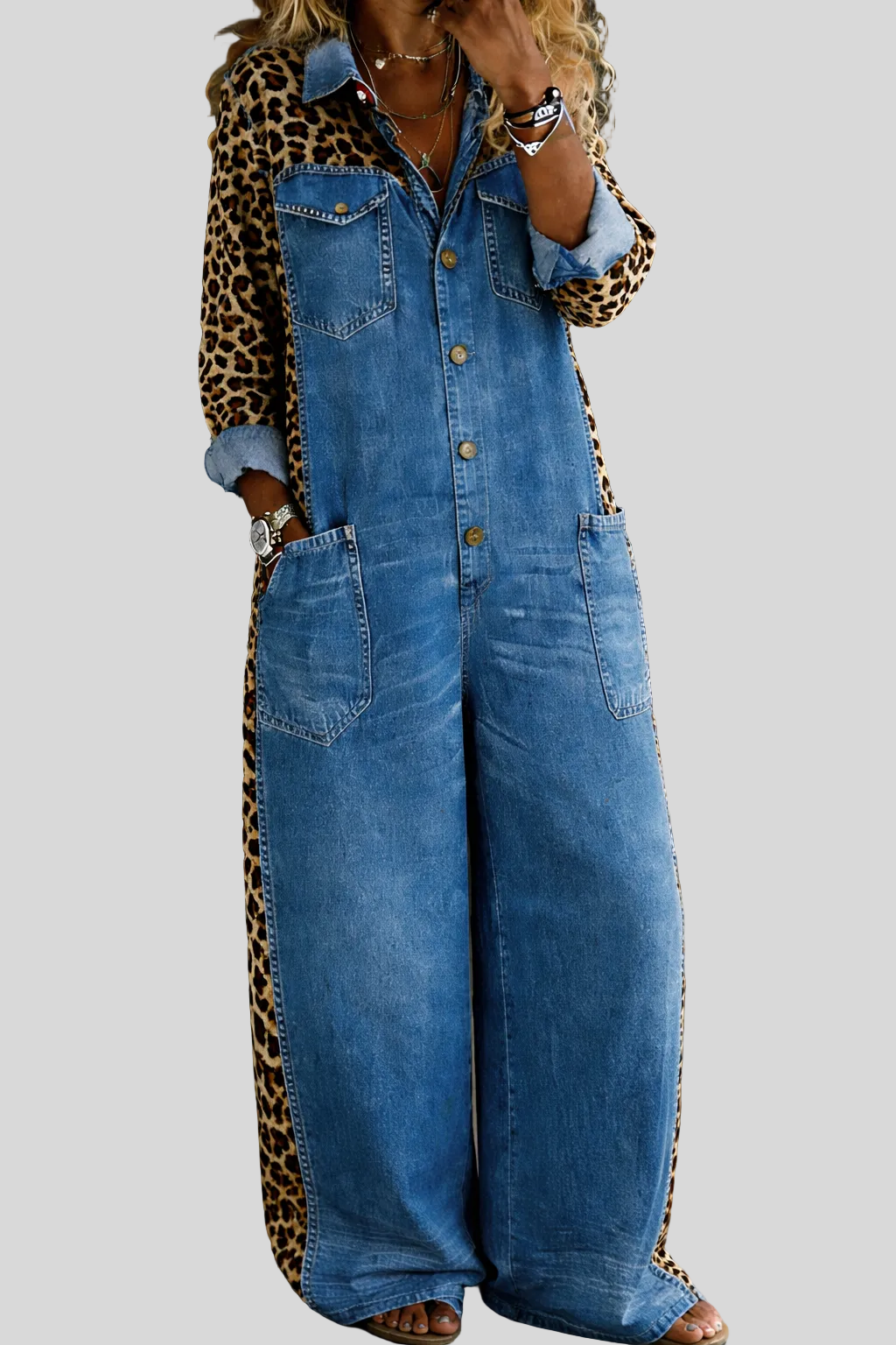 Amanda - Combinaison chemise en jean