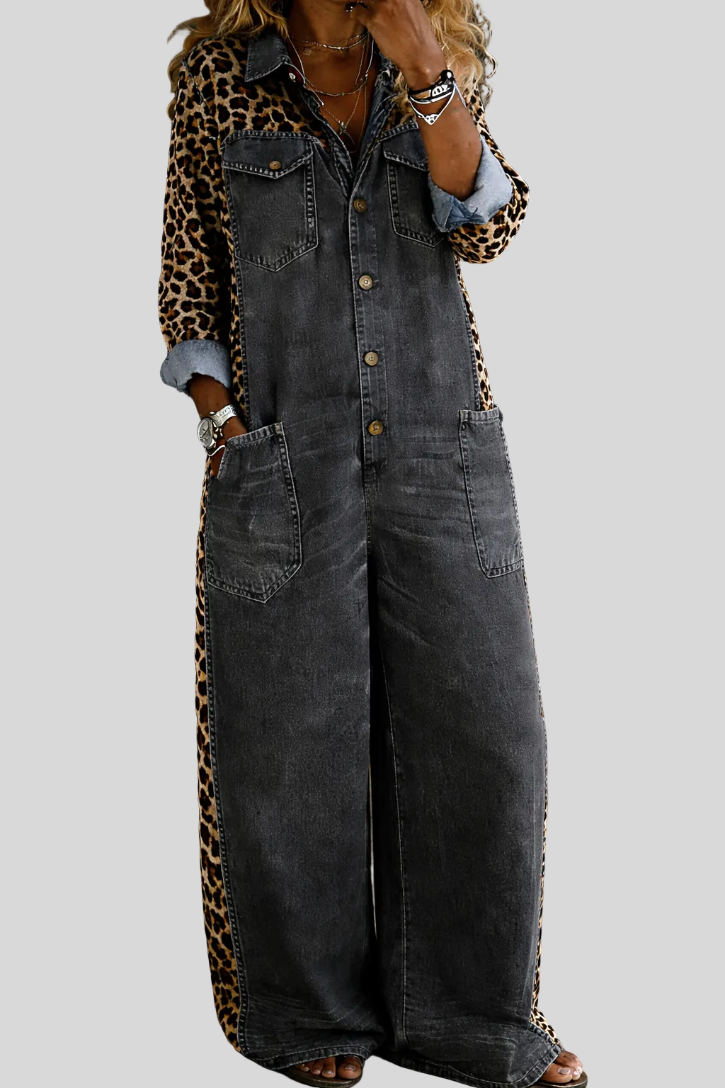 Amanda - Combinaison chemise en jean