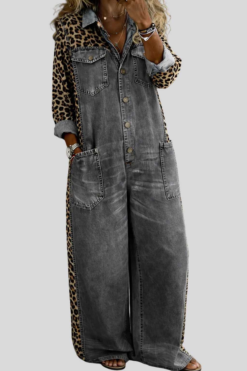 Amanda - Combinaison chemise en jean