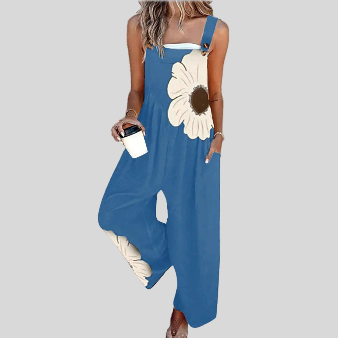 Clara – Combinaison Longue Fluide à Motif Floral
