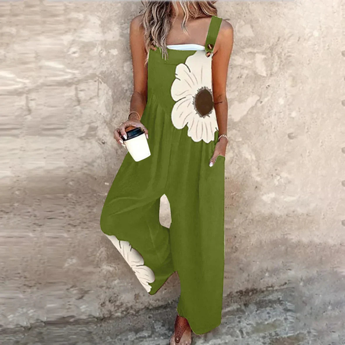 Clara – Combinaison Longue Fluide à Motif Floral