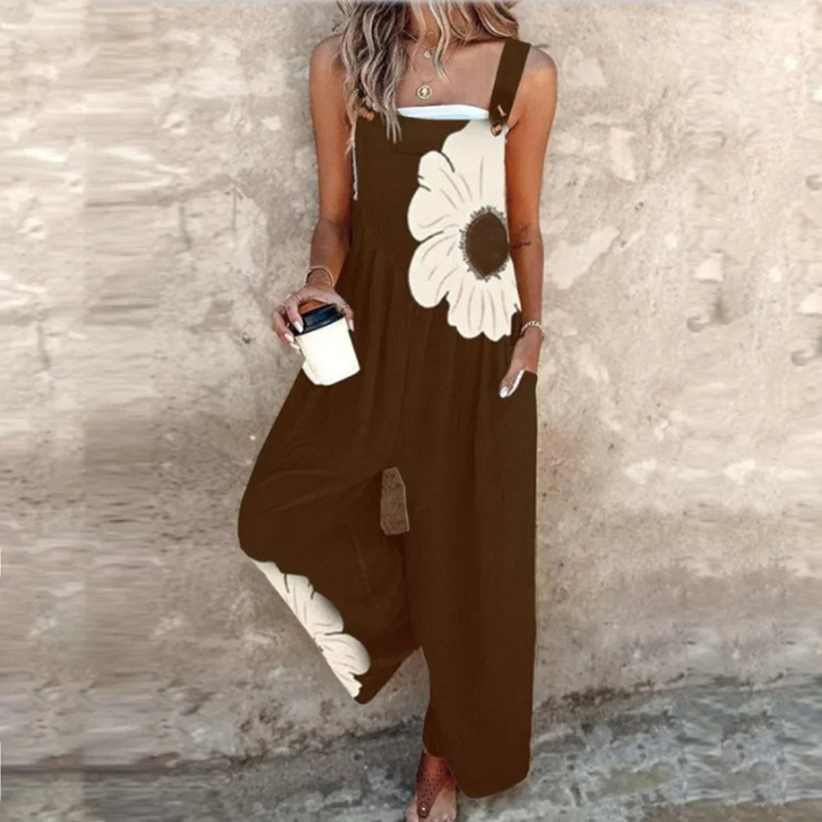 Clara – Combinaison Longue Fluide à Motif Floral