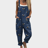 Camille – Combinaison Denim Motif Abeilles