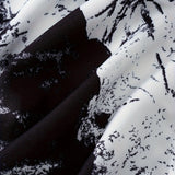 Vestido de Manga Longa com Estampa Abstrata em Preto e Branco para Mulheres, Estilo Casual de Verão para Férias