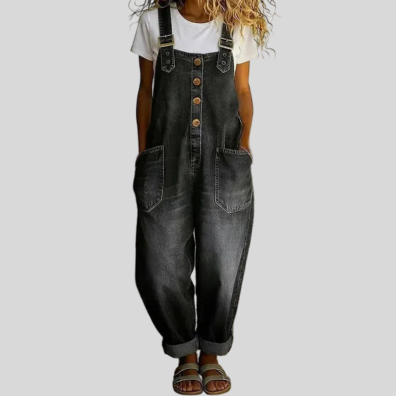 Mae - Salopette vintage en coton doux effet denim