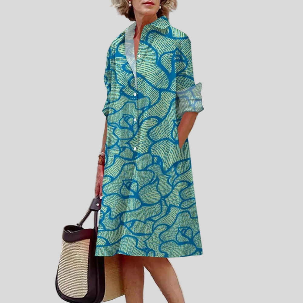 Solène - Robe Chemise Motif Artistique Élégant
