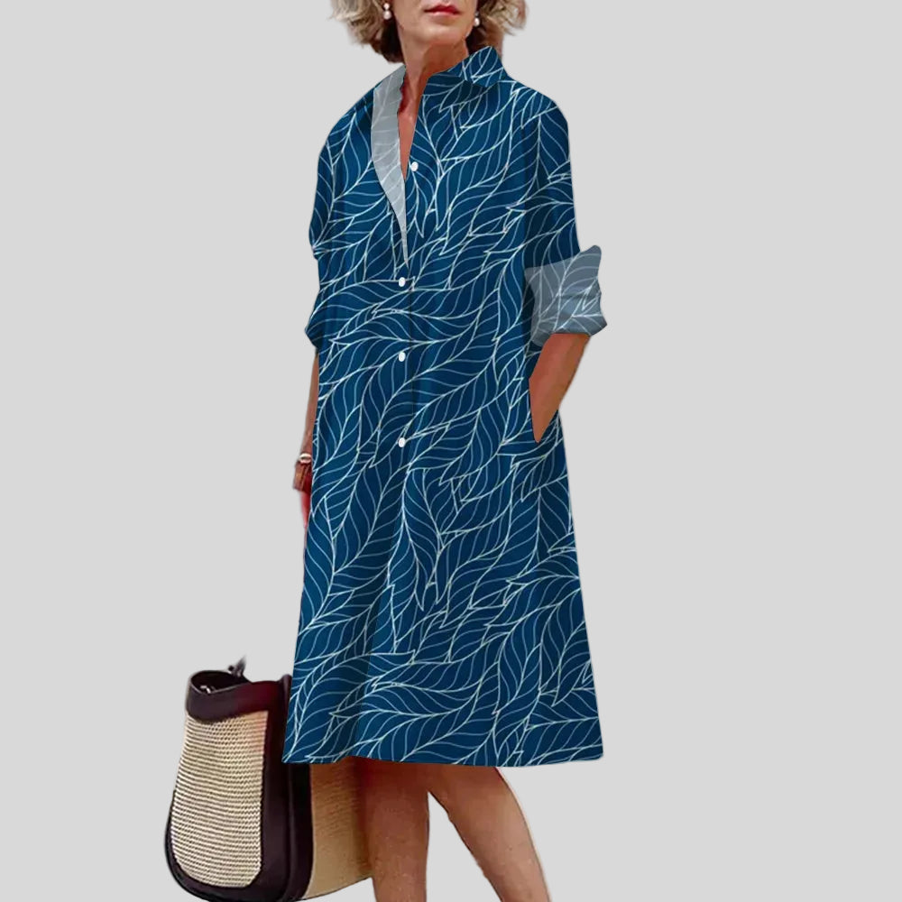 Solène - Robe Chemise Motif Artistique Élégant