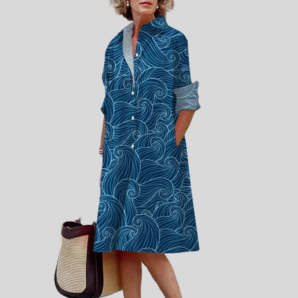 Solène - Robe Chemise Motif Artistique Élégant