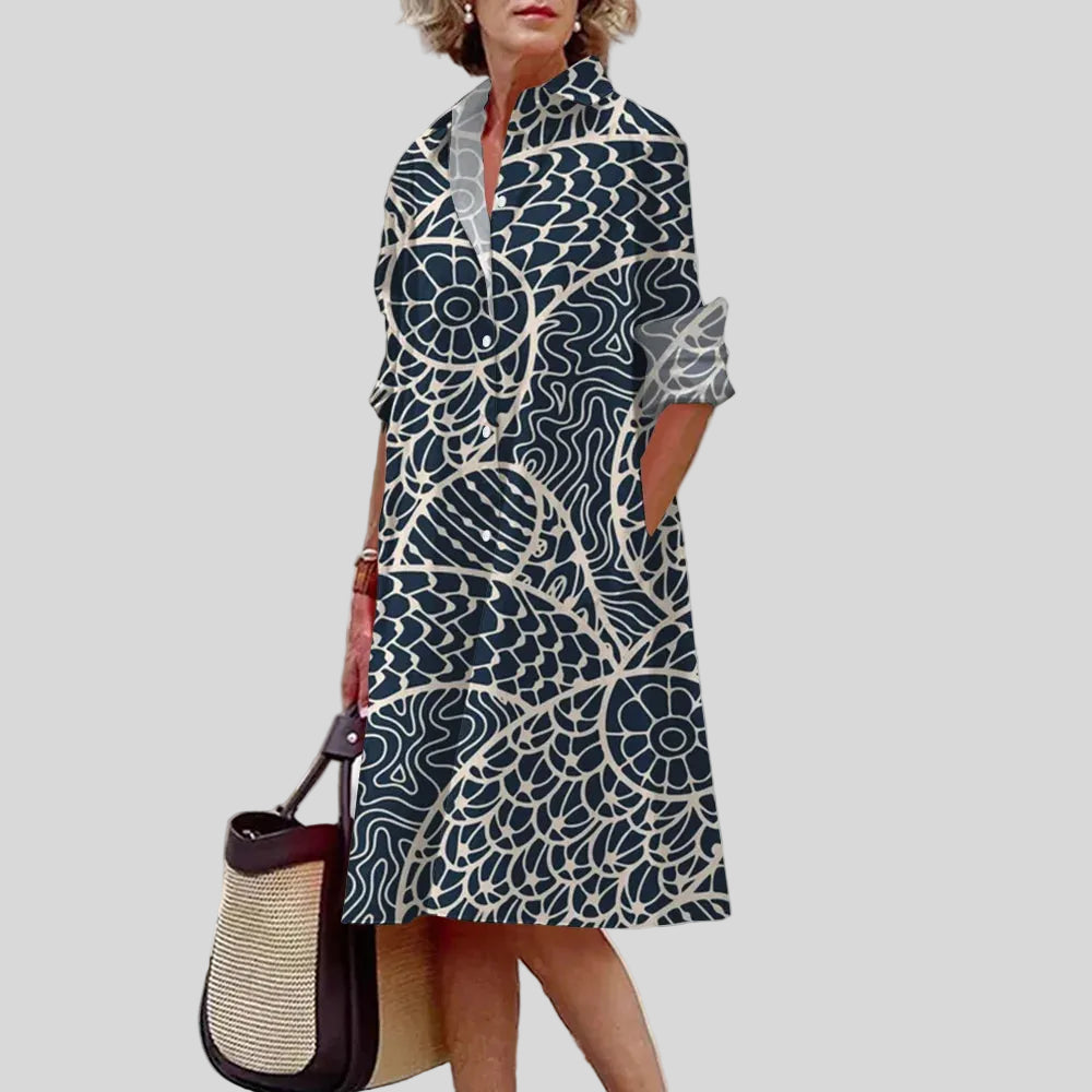 Solène - Robe Chemise Motif Artistique Élégant